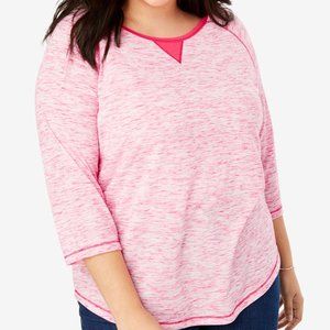WOMAN WITHIN #3630 MARLED RAGLAN TEE